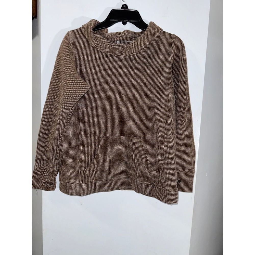 Albion Fit "Sable" Destination Pullover thumbholes brown white‎ mélange fabric
